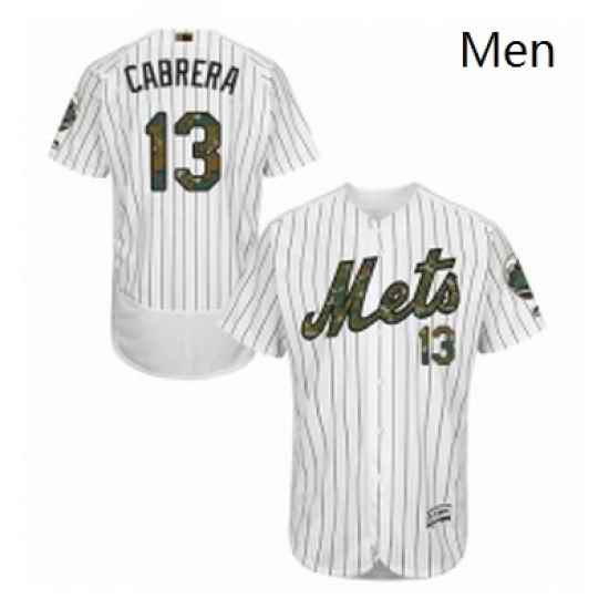 Mens Majestic New York Mets 13 Asdrubal Cabrera Authentic White 2016 Memorial Day Fashion Flex Base Jersey
